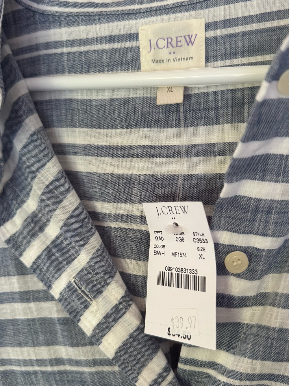 J. Crew Women’s Blue and White Striped Button-Down Shirt - Picture 2 of 3